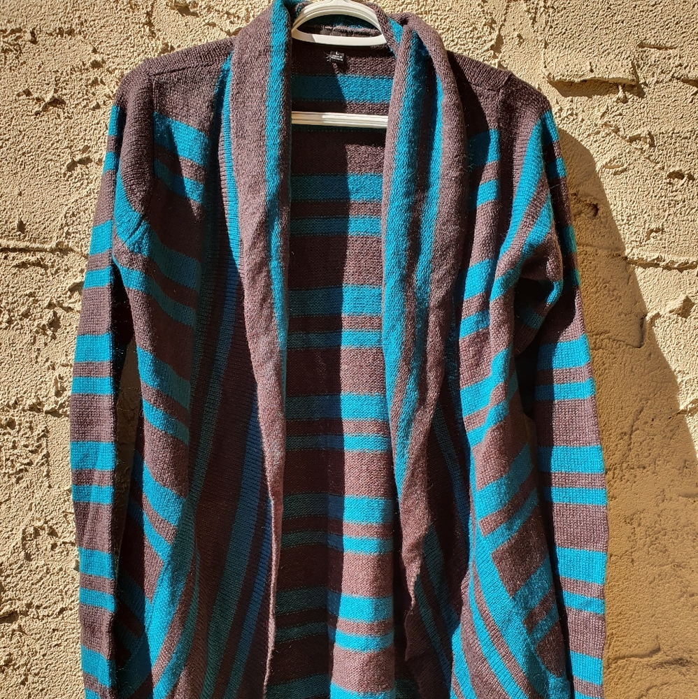 Flowy Blue & Grey Striped Sweater